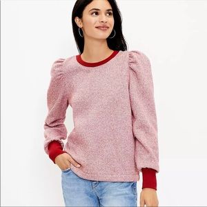 Loft Red Puff Sleeve Sweatshirt